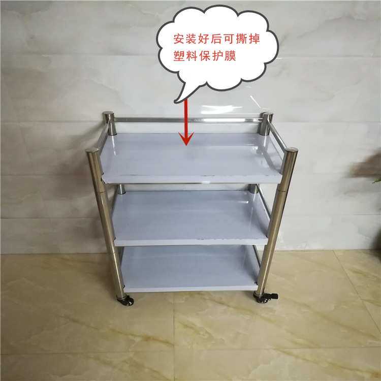 不锈钢带轮带围栏火锅店专用三层菜架盆架置物架餐厅小推车送餐车