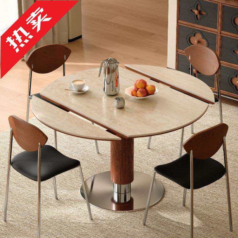 木小咖中古胡桃色实木小户型家用可变圆桌伸缩折叠功能岩板餐桌椅,电子元器件市场,其它元器件,淘宝优惠券,粉丝福利购,淘宝优惠卷