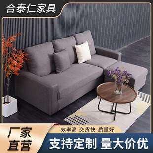 北欧客厅三人位沙发豆腐块棉麻布艺沙发意式极简现代简约方块沙发