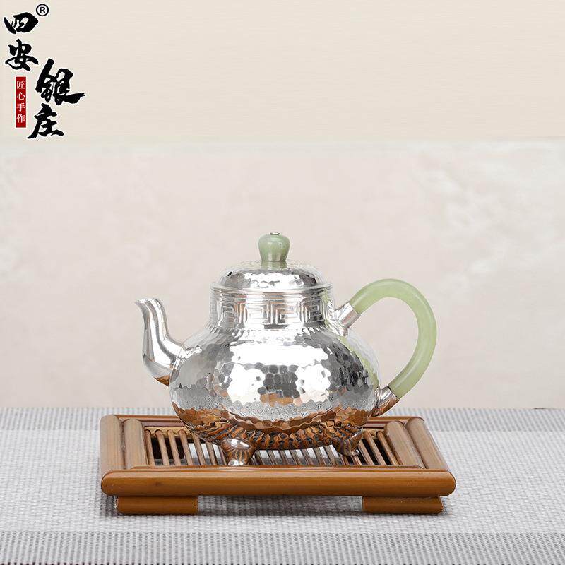 典工堂银茶壶玉鼎小壶泡茶壶纯手工家用银壶冲泡银茶具烧水壶超轻