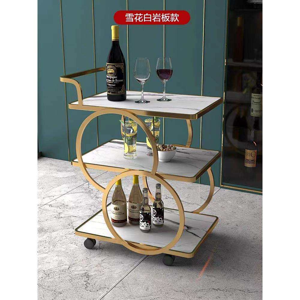 茶水车不锈钢移动玻璃餐车酒店三层手推车酒水车商用小推车点心车
