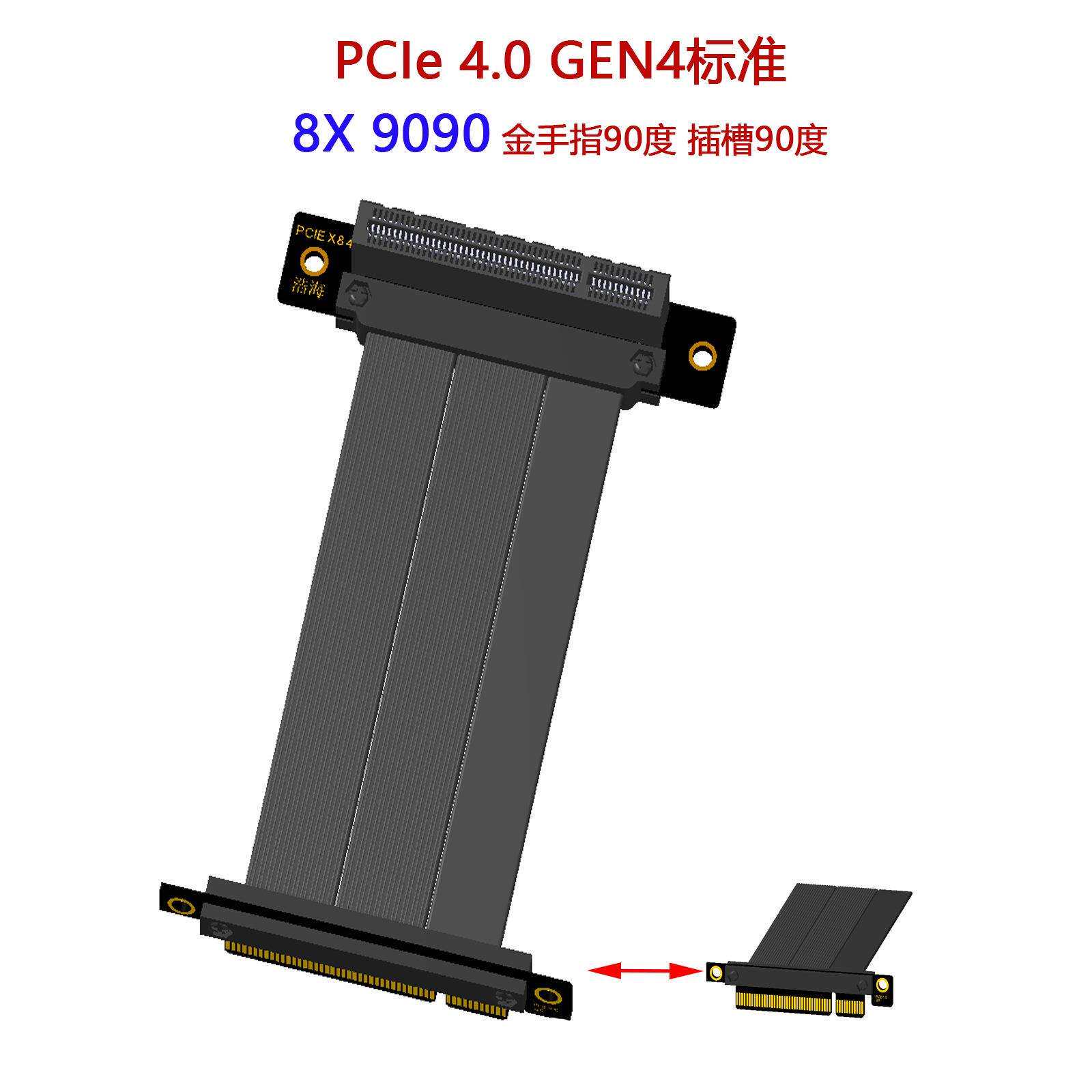 PCIe4.08X延长线支持显卡、网卡、固态、服务器转接线