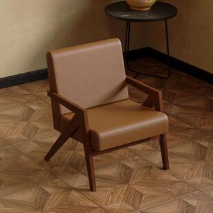 单人沙发椅理查德法式中古风客厅阳台休闲椅子实木设计师沙发单椅