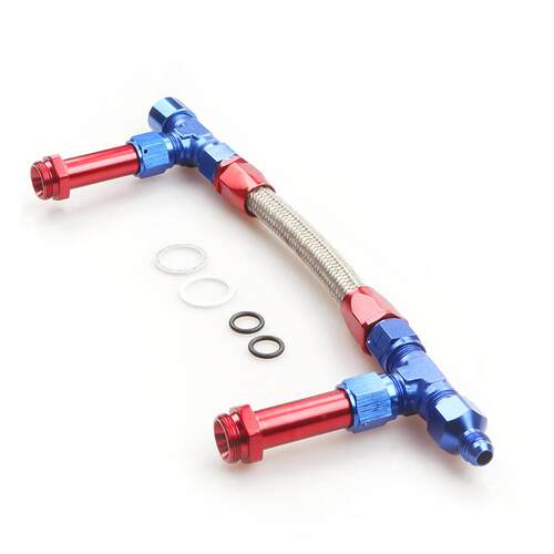 含税改装三通化油器双进7/8”-20螺纹不锈钢编织软管双路燃油轨