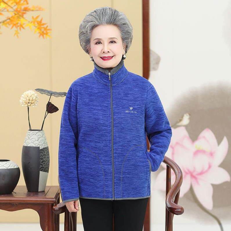 奶奶装抓绒卫衣 2022新款中老年女士 加绒加厚外套