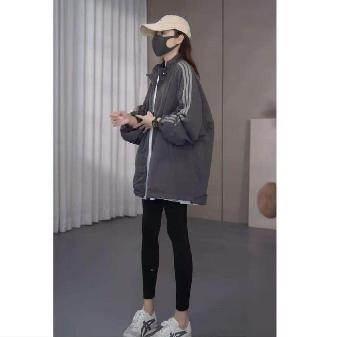 休闲立领三条杠撞色织带 棒球服外套 大版型宽松