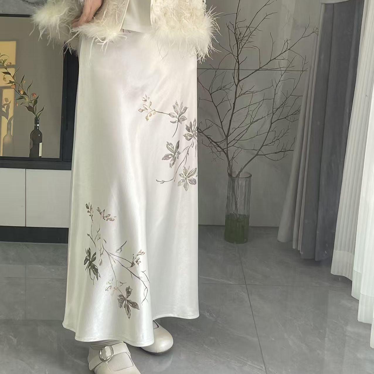 国风印花a字半身裙女春季2026新款绝美高端气质新中式鱼尾包臀裙