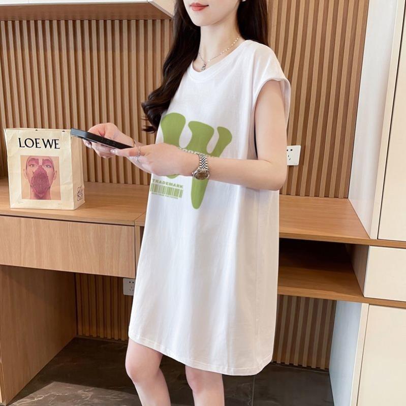 无袖背心裙女夏季棉外穿宽松大码胖mm显瘦内搭打底中长款连衣裙