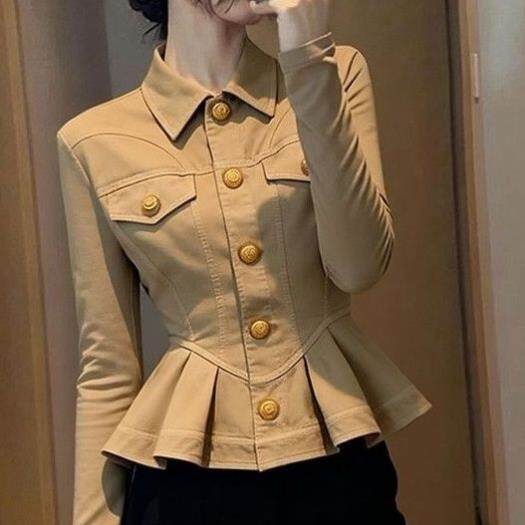 卡其色短外套女 2025秋季高端时髦 气质减龄上衣