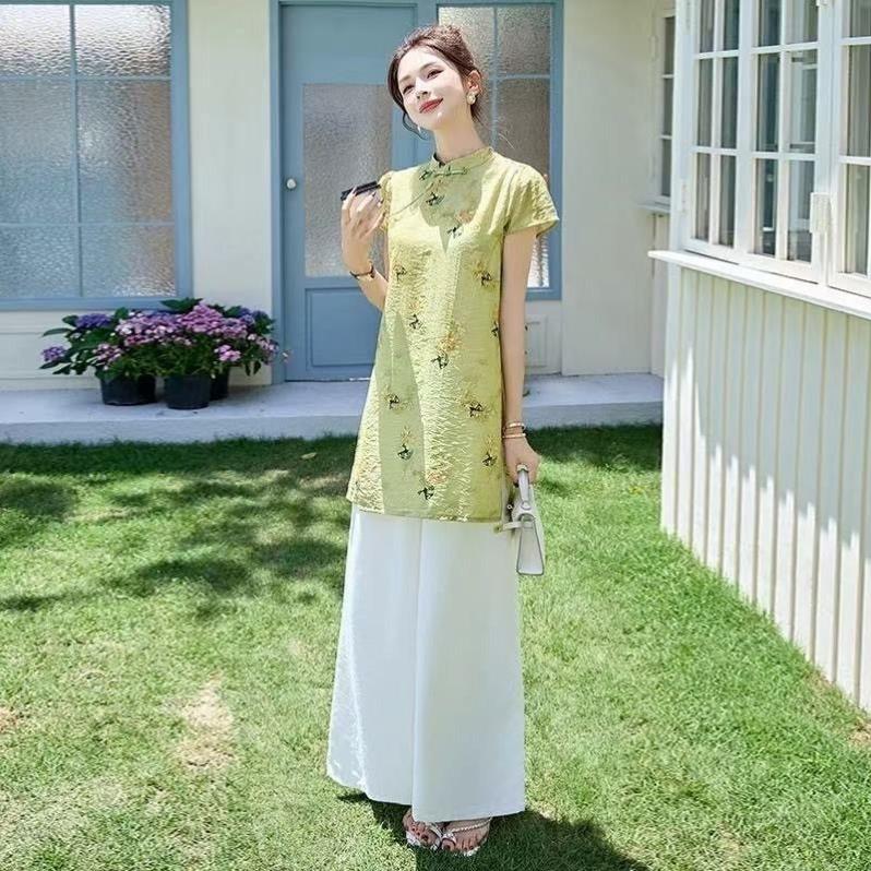 2026新中式国风旗袍圆领上衣女夏季新款时尚舒适洋气中长款国潮女