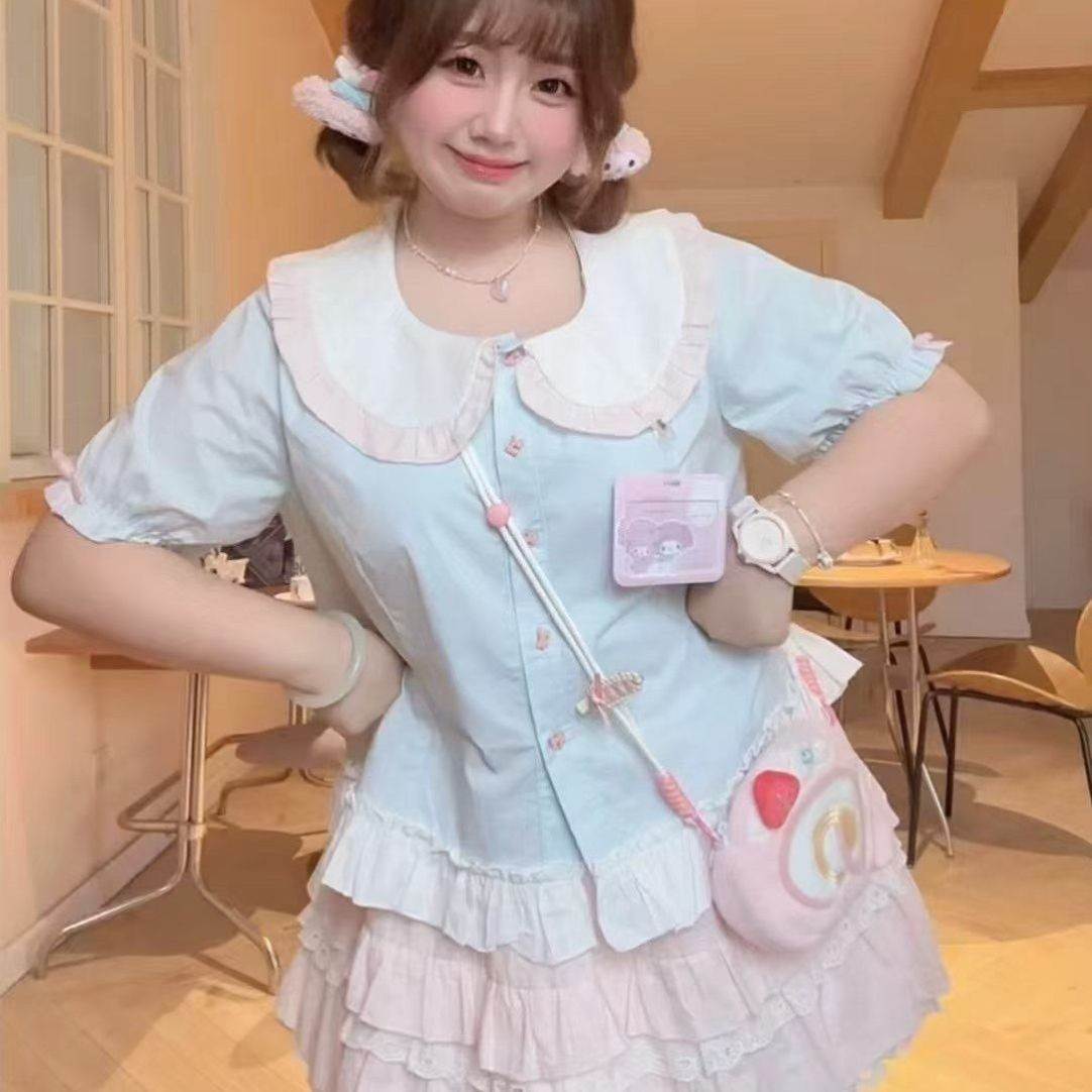 新款韩系大码mm风女显瘦小甜美两件套套装清新
