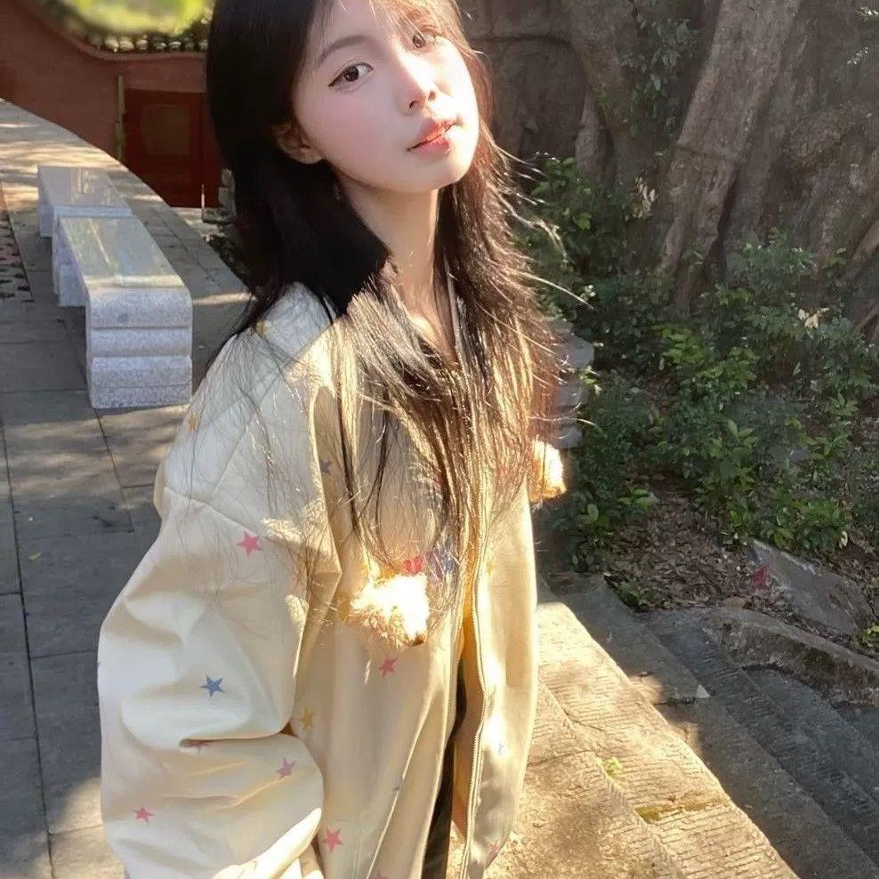 多巴胺星星印花小熊棒球服外套女2026春秋新款设计感小众夹克上衣