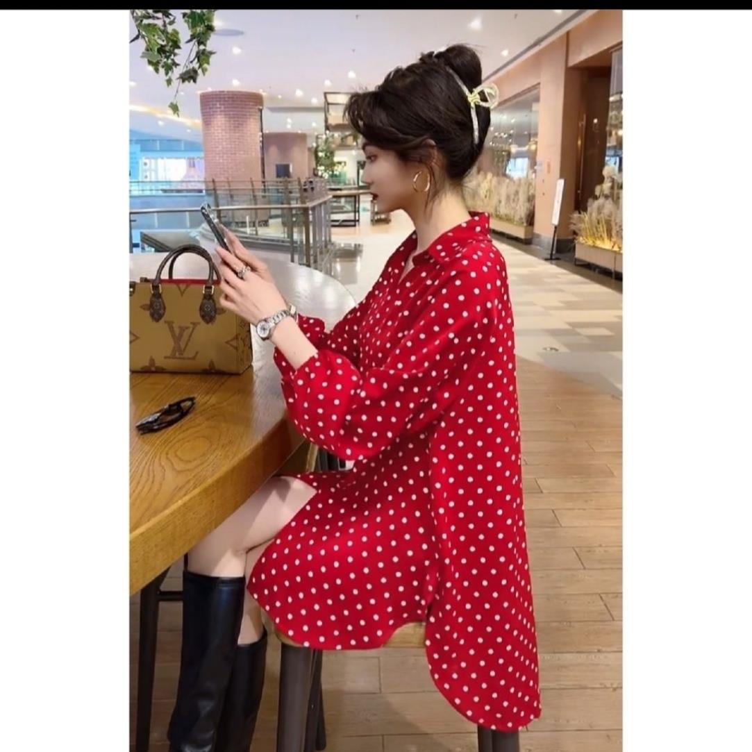 2026早春新款外穿名媛遮肉大码长款女士高档衬衫长袖翻领大版衫