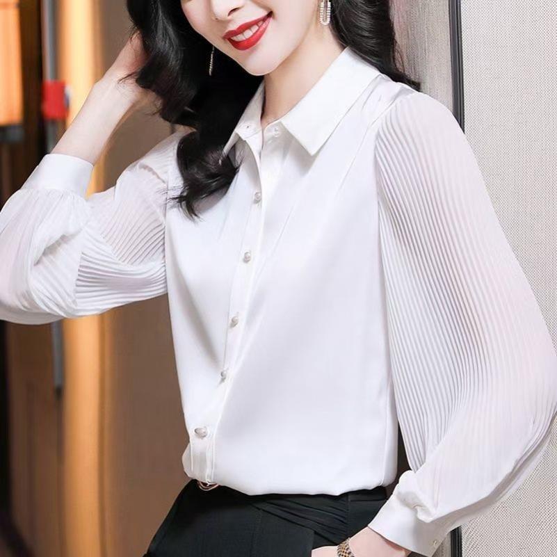 黑色经典雪纺衬衣女士长袖春秋新款时尚洋气薄款显瘦百搭通勤装