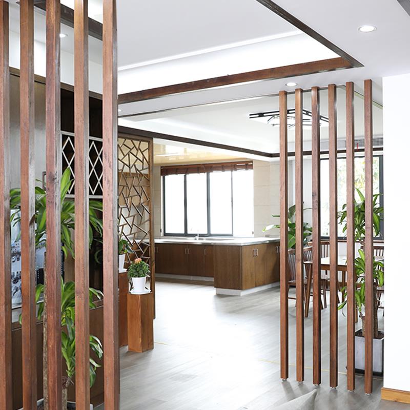 实木格栅隔断客厅木质屏风门口客餐厅木条隔断入户门玄关原木立柱