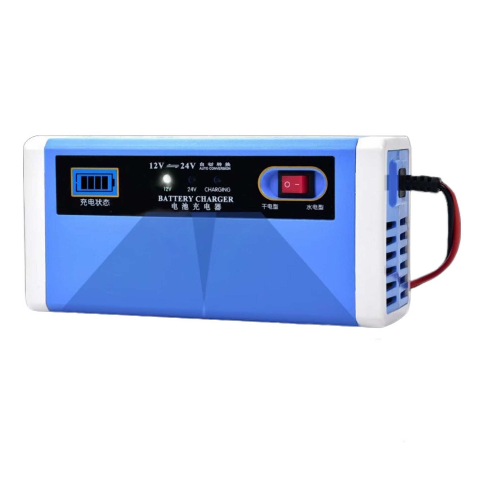 跨境直供12V24V10A汽车电瓶充电器 单块电池摩拖车干水电池充电器