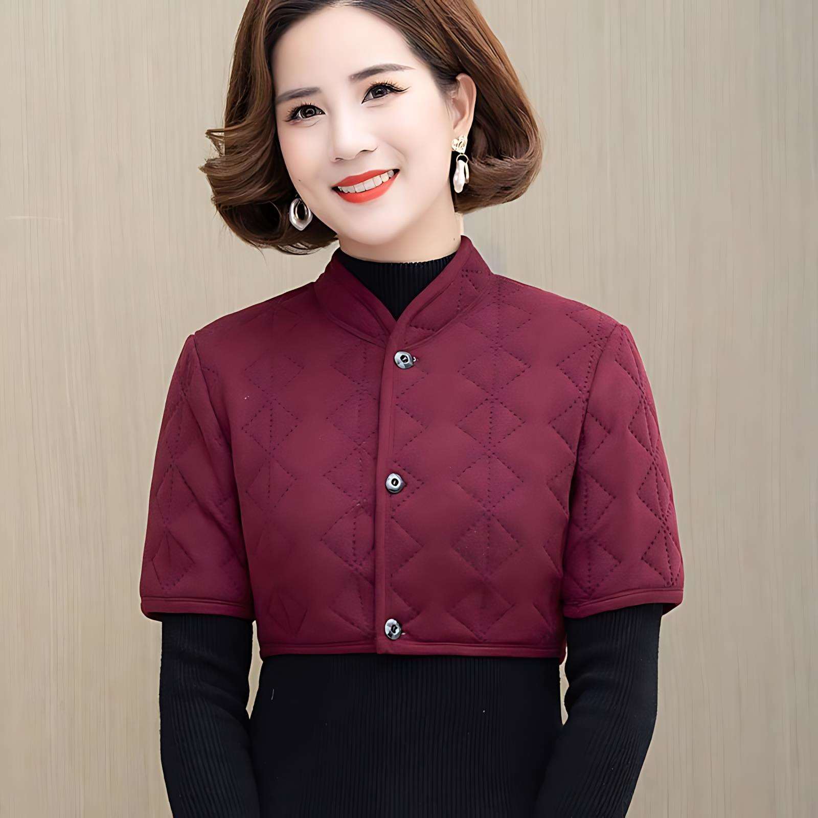 肩膀保暖护肩中年女士颈椎坎肩睡觉防寒披肩马甲加绒加厚短袖周炎