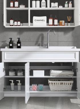 T阳洗衣板柜太XPT空铝7双盆洗衣盆台洗衣槽带搓洗衣台池浴室柜组