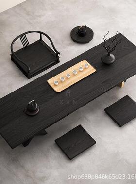 日式茶诧寂风木家茶33990用台碳化黑色榻榻米茶几白蜡木实客桌厅