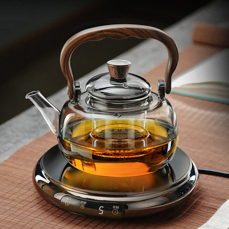 2026新款横硕电陶炉1300W煮茶器家用小型超薄玻璃养生壶茶炉茶具