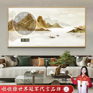 万年历025新电钟挂墙家用钟表挂款钟客厅山水画子BZV餐厅2时钟挂
