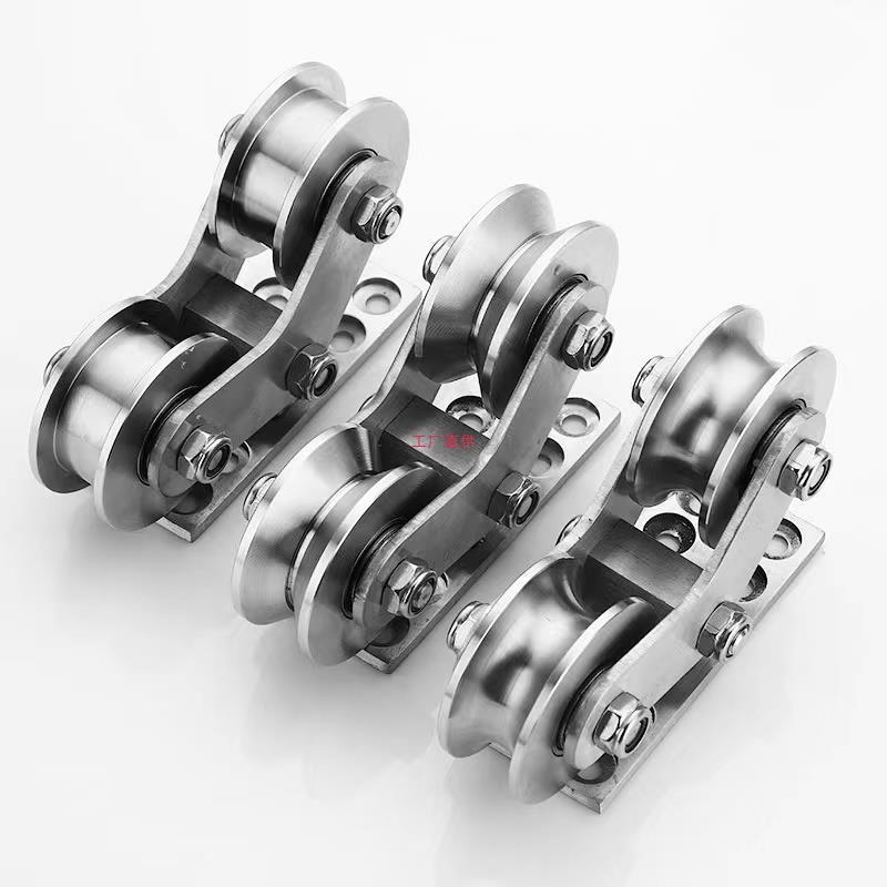 04不锈钢重型单移双轮轴承轨道轮UVH型槽轮ZMN起重门定推拉门窗滑