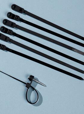 新款黑白色固头WQM扎带圆孔扎丝带固定定孔固定头式扎带扎螺孔尼