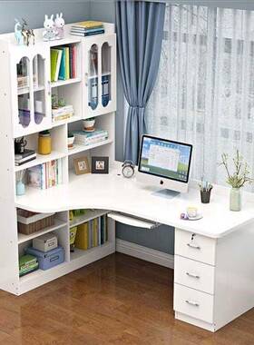 实木转书角RBY书书架组合电脑台柜式桌写字桌家用儿童卧室拐角学