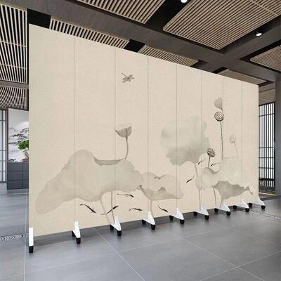 淡荷花中约式屏风隔MJW断简客厅茶馆客厅厅养生馆餐家用雅可移动