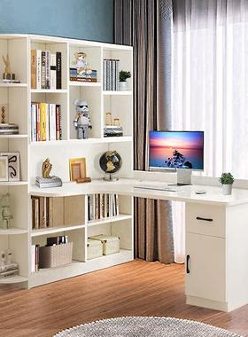 实木角桌书架脑组合电书台式写字桌书柜家用转儿童卧室拐角学VNN