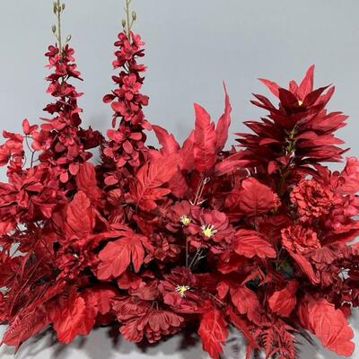 堂磁武婚庆红色绢花排成品花艺婚礼地花花舞台过78920道装饰仿真