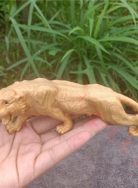 崖柏杨木雕刻23741办公室汽黄车居件生肖虎家实木猛虎下山虎虎摆