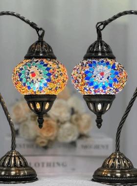 手工灯玻璃台灯摩耳洛37477台复古浪漫卧室客厅餐哥厅酒店民宿酒