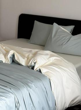 轻奢简100支绒棉长四件套贡缎约全棉纯棉FRQ宿舍三件床套单床笠素