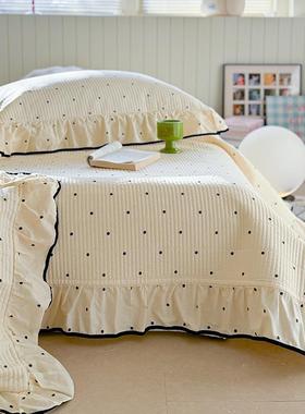 韩纯式公主风四床盖单件花边夹通棉床单非YIQ棉榻榻米炕盖三件套