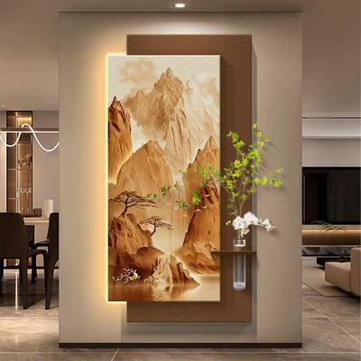 流水生财入正户对门玄关装饰画墙山廊水挂画水培绿植BDK走过西道