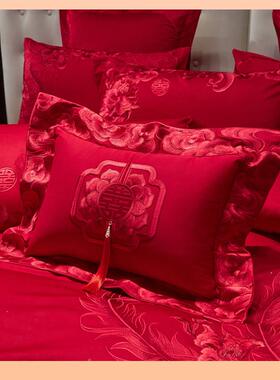 结∮大红色含纯棉小抱枕婚庆垫配件MHJ靠枕头芯可拆洗喜庆婚陪嫁1