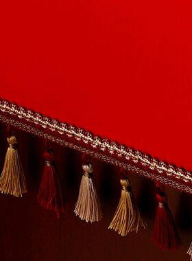 新中式床柜盖PSO布高档红色结装喜庆饰垫布客头厅茶几垫婚布防尘