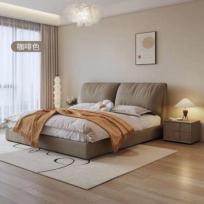 奶油UVK风大象耳大朵科技布艺床18现代简约米双人床1.5米储.物网