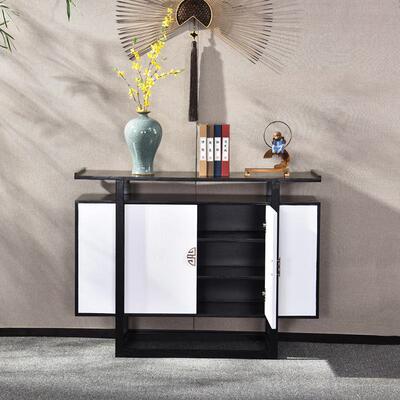 台玄新中式实木关柜门CWM厅玄关桌简靠墙桌约现代条案边桌端景现