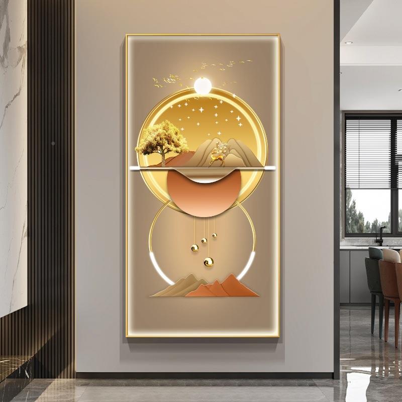 现代轻led关饰装画走廊过奢道竖版壁画发光灯正玄对门762挂画相随