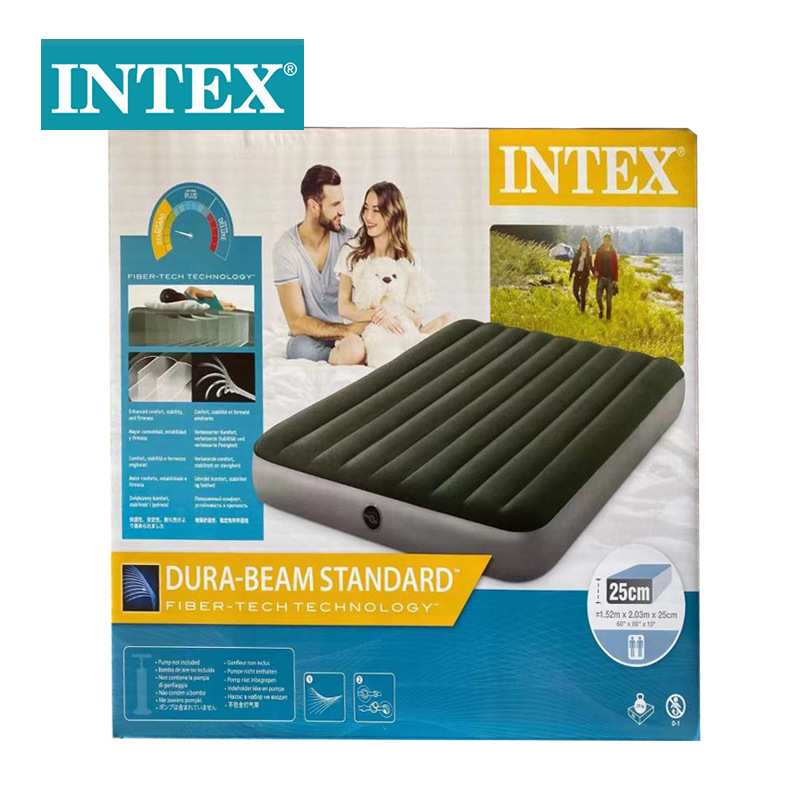 INTEX64109绿色加大双人植绒线拉充气床垫野营车载气垫床