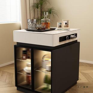 家用单独岛台柜可移动多功能分离式餐桌轻奢玻璃门岩板中导台定