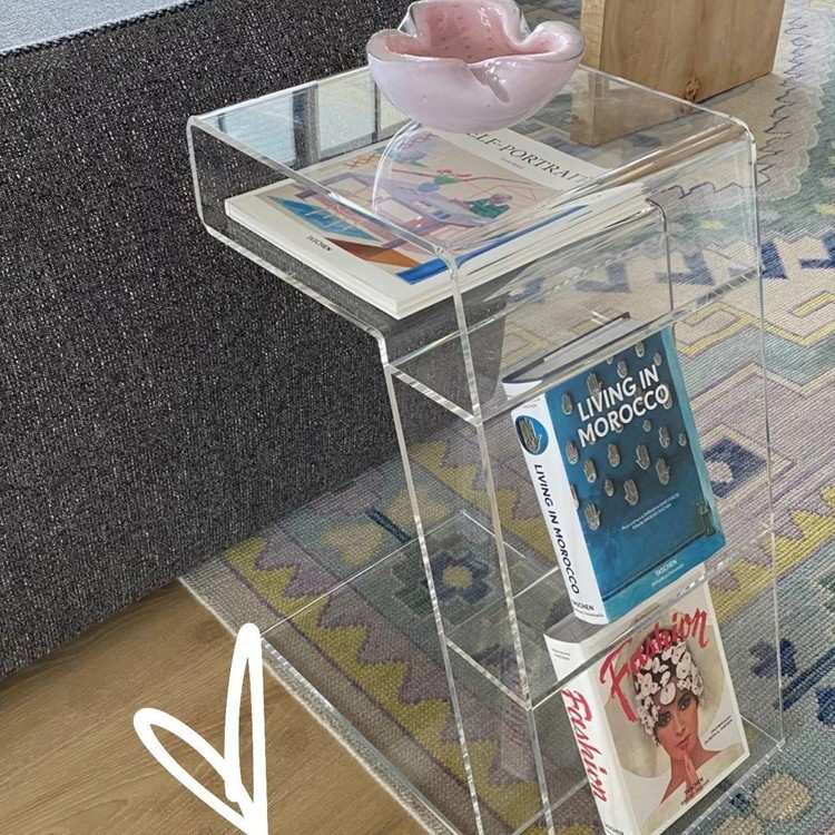 简约时尚亚克力小茶几透明经济型储物隐藏式卧室床头沙发收纳边柜