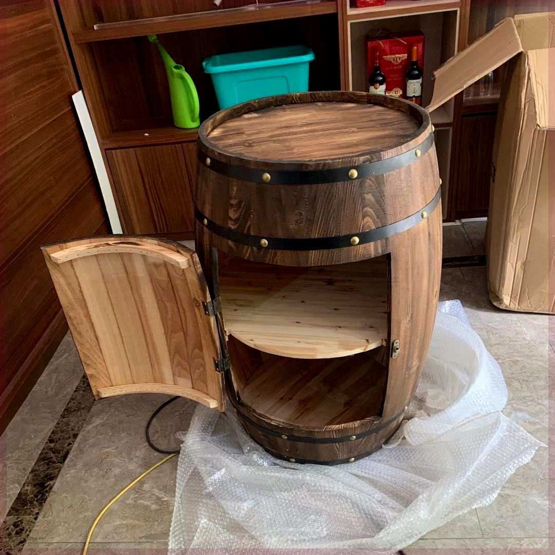 网红酒桶储物柜 开门橡木桶酒柜 装饰木酒桶红酒桶酒庄酒吧啤酒桶