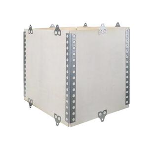 可折叠139带木箱拼拼合板接钢边扣箱双排孔扣木木箱钢钢带包装箱