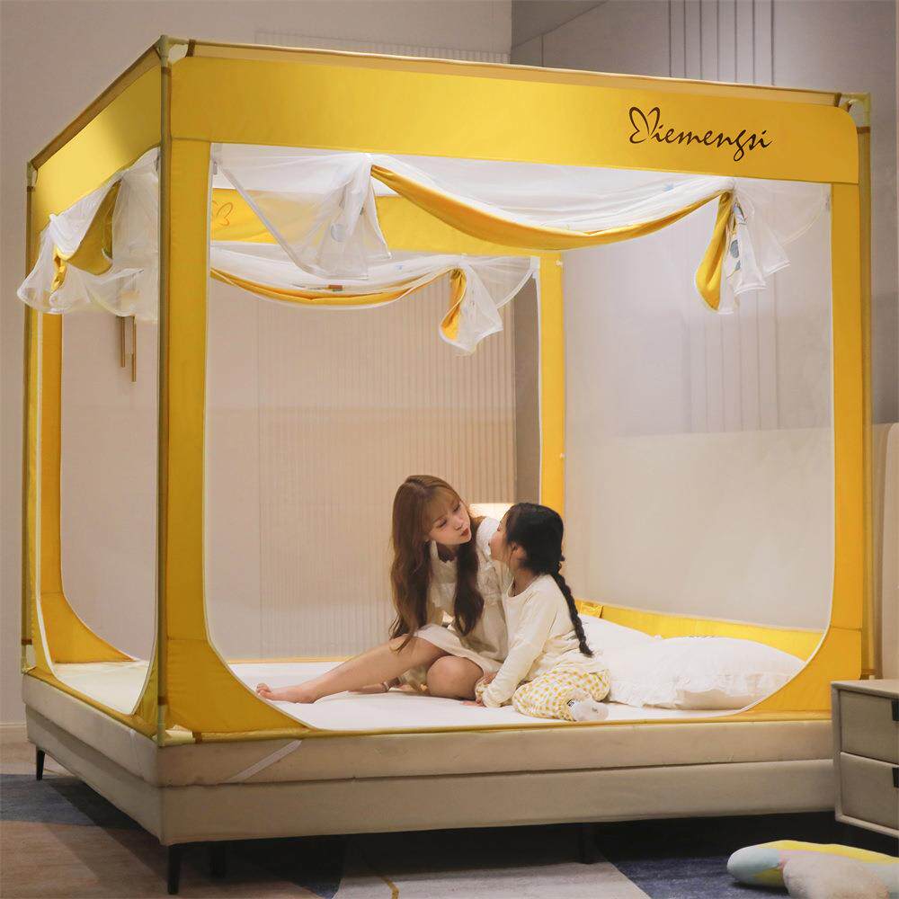 刺绣款防摔蚊帐人家用卧室婴儿童防掉床围栏拉链全罩式防摔蚊帐