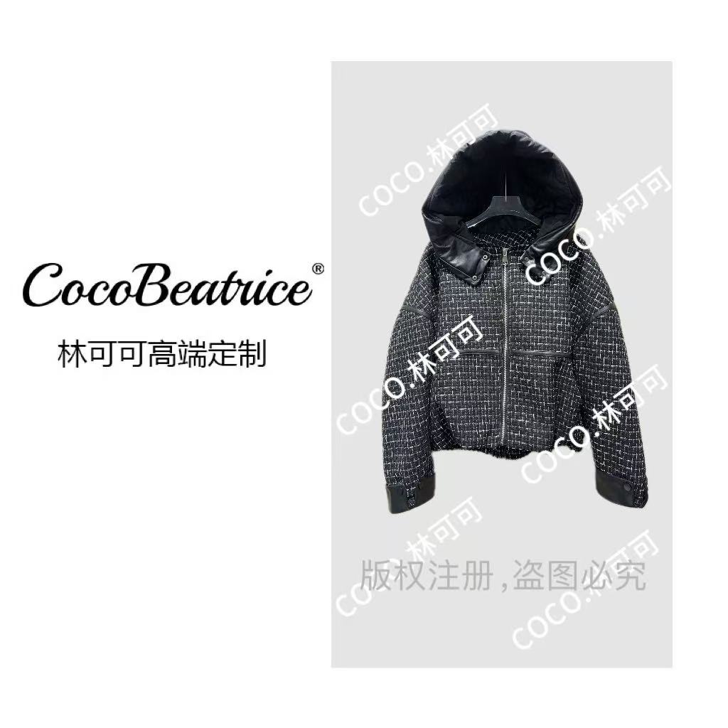 【COCO林可可】COCO秋冬粗花呢拼皮小香风外套8502