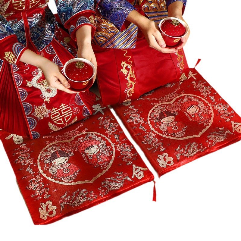 结婚跪垫敬茶坐福垫敬酒跪拜红色喜垫新娘改口婚庆用品大全垫子