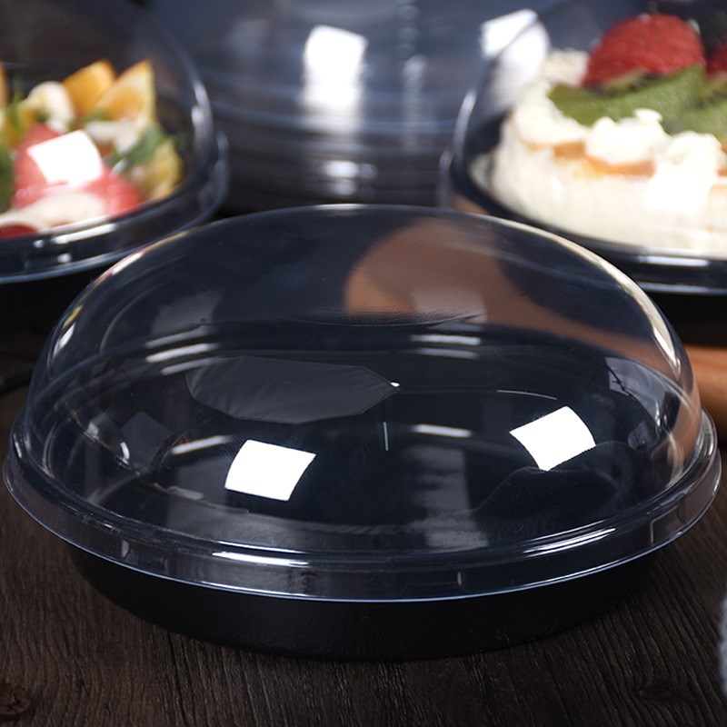 烘焙y636吸塑盒 拱形蛋糕盒圆形西点包装盒5寸保鲜透明水果沙拉盘